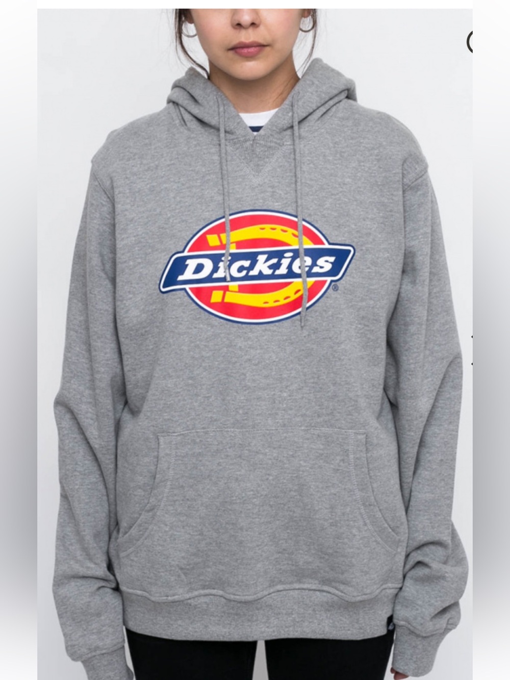 Dickies Gray Hooded Sweatshirt with Red & Blue & Yellow Logo